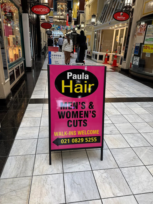 From Outdated to Outstanding: Paula Hair’s A-Frame Sandwich Board Sign Transformation